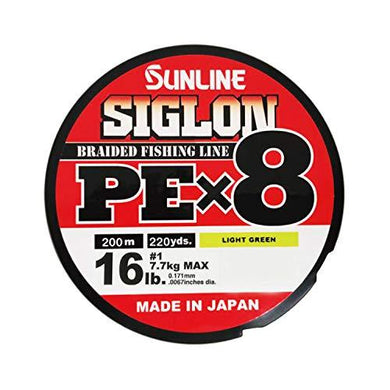 SUNLINE SIGLON PE X8 200m #1/ 16lb light green  PE Braid 4968813434343